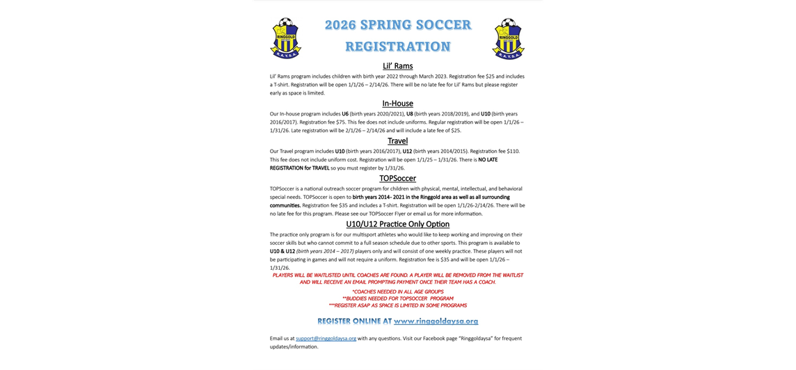 Spring 2026 REGISTRATION 